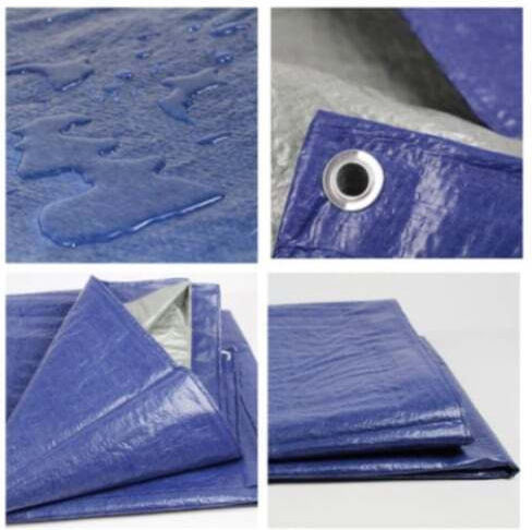 Pânză Impermeabilă 3x3m 140g/m² Densitate Inele De Fixare Albastru Gri