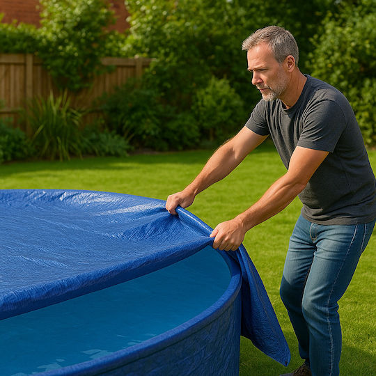 Round Waterproof Tarp 120g/m² Diameter 3.6m Blue