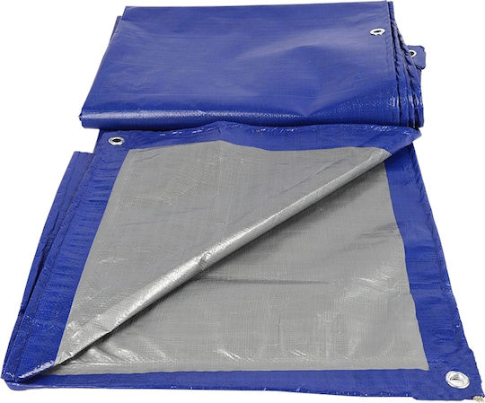 Wasserdicht Plane 4x6m 140g/m² Dichte Befestigungsringe Blau Grau