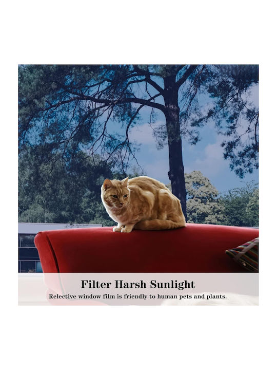 Folie Reflectorizantă Pentru Geam Efect Oglindă Zola Protecție Uv Solară 50 × 100 Cm 70% Transparență 30 Microni Albastru-deschis Argintiu