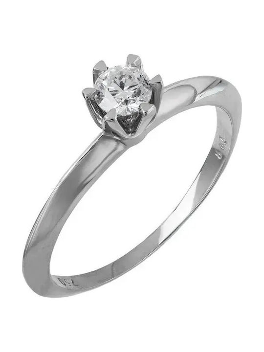 Einzelner Steine Ring aus Weißgold 18K mit Diamant