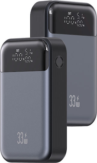 Usams CD221 Power Bank 10000mAh 33W with USB-A Port and USB-C Port Gray
