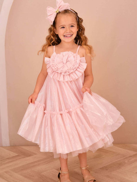 Girls Dress Sleeveless Tulle Sweet Blush