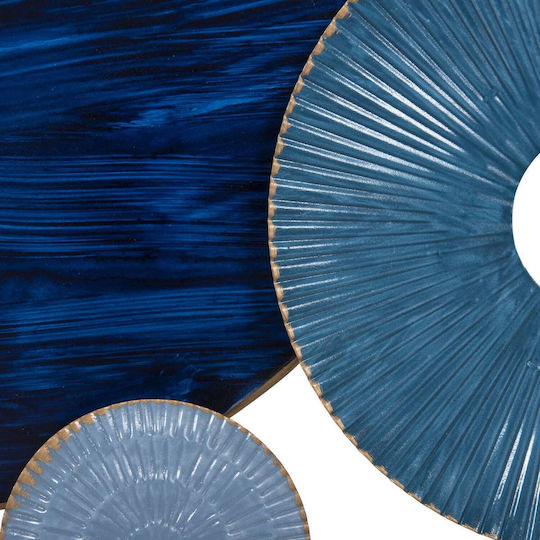 Wanddekoration Geometrisches Element Blau aus Metall 87x54cm