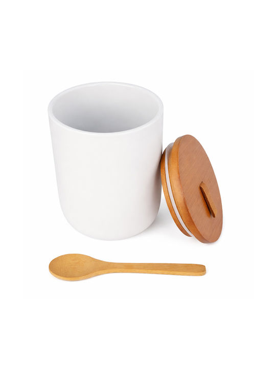 Set of 2 Coffee and Sugar Jars with Lid and Stand Made of Brown Porcelain 10.5x14.5cm 2 Pieces