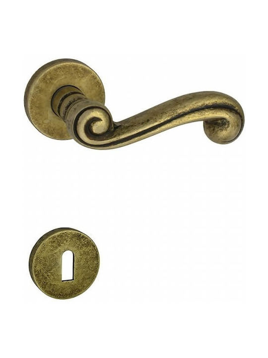 Viobrass Front Door Handle with Rosette No 217 Pair Antique Bronze