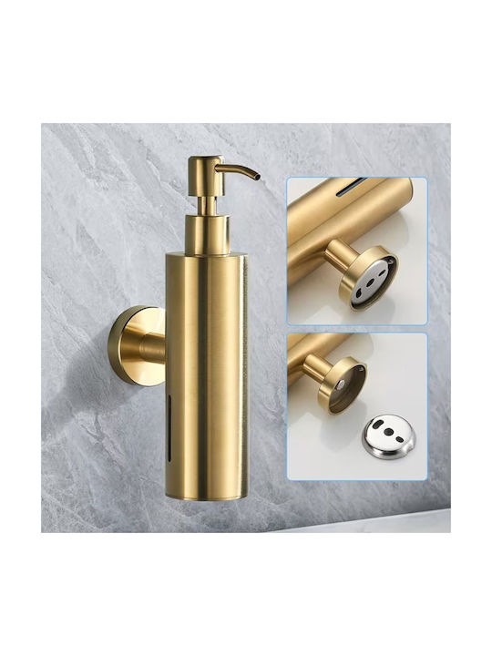 Device Wall Mounted Kitchen Foam Dispenser Made of Gold Inox Stainless Steel 200ml