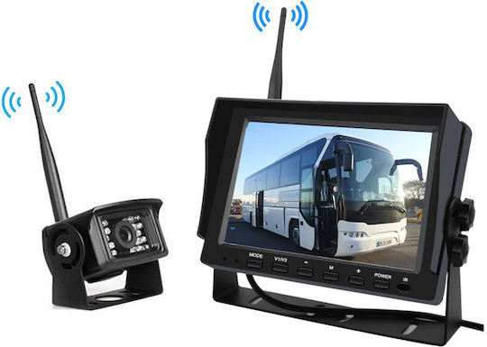 Kit 2 Camere Supraveghere Auto Wireless 5mp Metalice Ir Monitor 7 Inch Camioane Autobuze 12v-24v