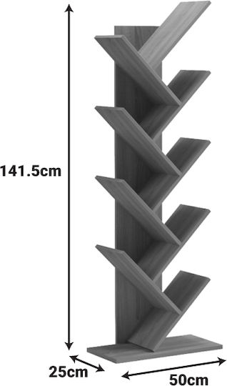 Βιβλιοθήκη Fyllo Ανθρακί 50x25x141.5εκ.