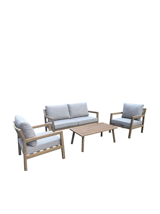 Set Mobilier Camera De Zi Exterior Andasio 4 Piese Natural Cu Perne