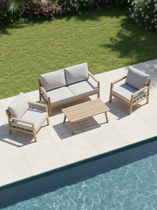 Set Mobilier Camera De Zi Exterior Andasio 4 Piese Natural Cu Perne