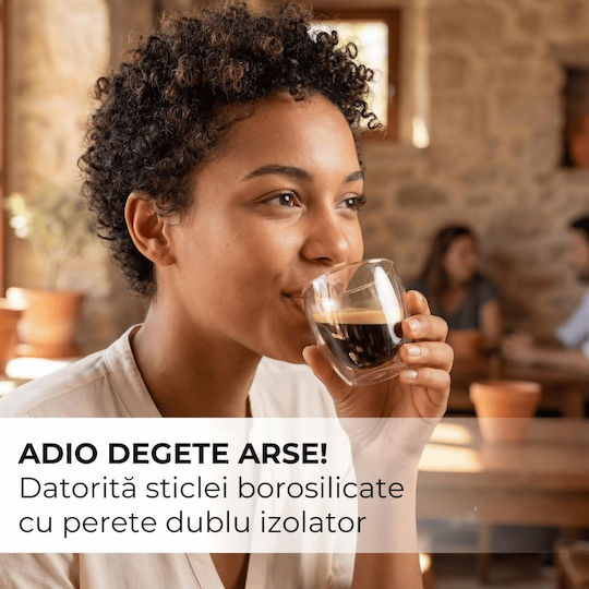 Miamio Set Pahare Cafea Freddo Din Sticlă Maro 350ml 6 Bucăți