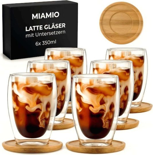Miamio Set Pahare Cafea Freddo Din Sticlă Maro 350ml 6 Bucăți