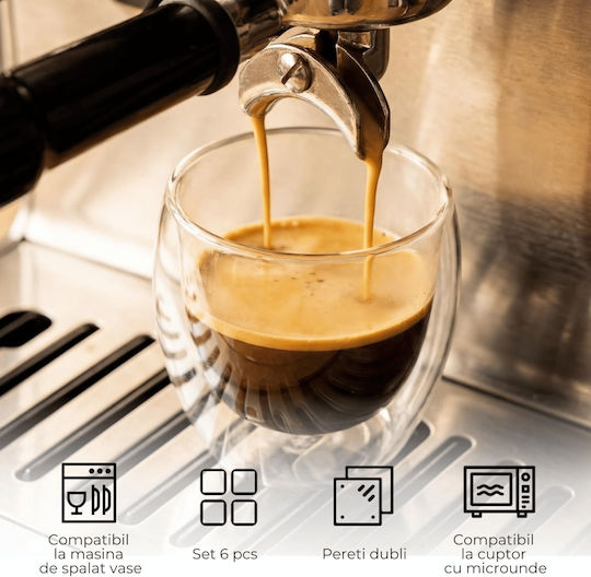 Miamio Σετ Φλιτζάνια Espresso Γυάλινα Διάφανα 100ml 6τμχ