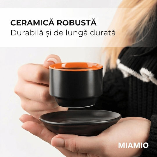 Miamio Le Papillon Set Cesti Espresso Ceramice Negre 75ml 6 Bucăți