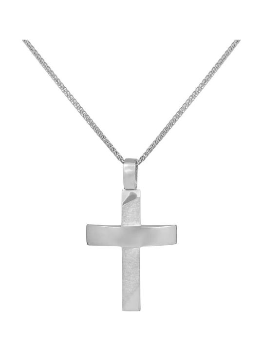 Weißgoldener Kreuz 14K Beidseitig