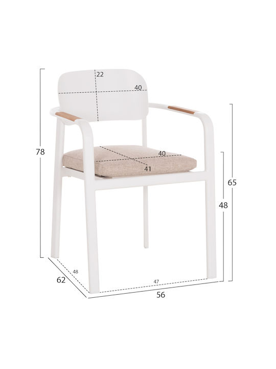 Elara Wooden Dining Armchair Beige 56x62x78cm