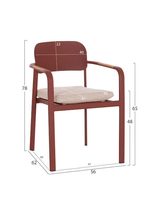 Elara Wooden Dining Armchair Terracotta 56x62x78cm