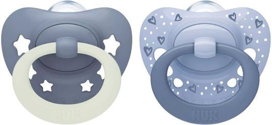 Nuk First Choice Classic Orthodontic Silicone Night Pacifiers with Case Gray for 0-6 Months 2 Pieces