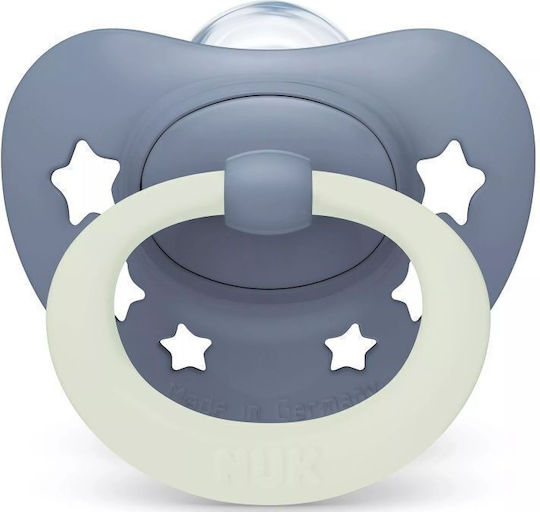 Nuk First Choice Classic Orthodontic Silicone Night Pacifiers with Case Gray for 0-6 Months 2 Pieces