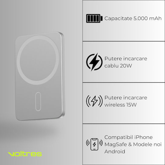 Voltres Baterie Externă MagSafe 5000mAh 20W cu Port USB-C