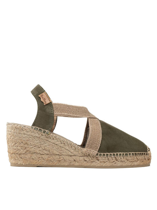 Sommer Damenplattformen im Stil Espadrilles Khaki