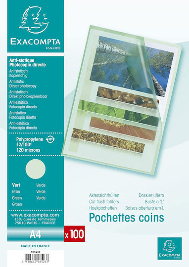 Exacompta 58523e 100 Bucăți Folii Document Din Pp Plastic A4 Transparent Texturat Verde Deschis Sus Suport Plastic Clar Dosar Organizare Mobilă Birou