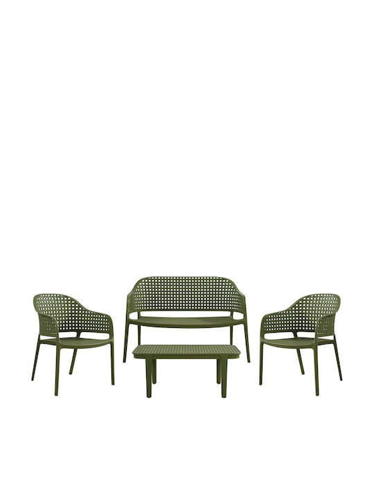 Varossi Outdoor-Sofa & Bank Metallisch Grün 123x68x82cm