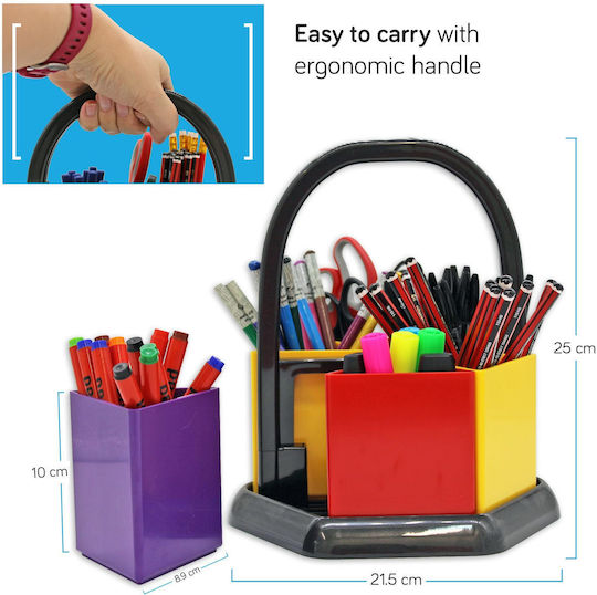 Adventa Set Organizator De Birou Pentru Copii 6 Piese Suporturi Pentru Creioane Depozitare Rechizite De Artă Organizator Pentru Sala De Clasă Și Școală Acasă Cu Mâner