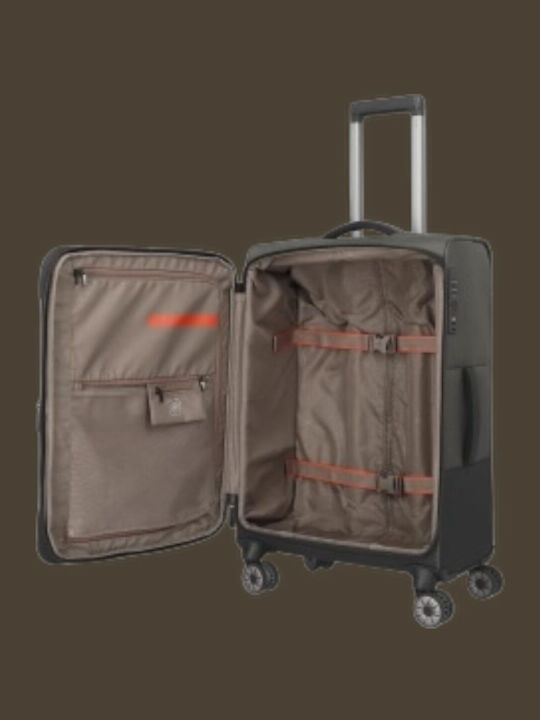 Travelite Medium Fabric Travel Suitcase Dark Olive with 4 Wheels Height 66cm 92948-86M