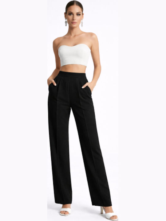 Women's Fabric Trousers in Regular Fit Black SB-41047-26TR-BLACK