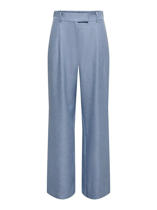 Damen Hochgeschnittenes Stoffhose in Gerader Bein Stil Hellblau
