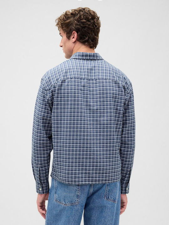 Long Sleeve Checked Shirt Blue Plaid