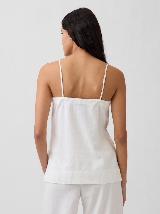 Women's Summer Linen Sleeveless Blouse New Off White