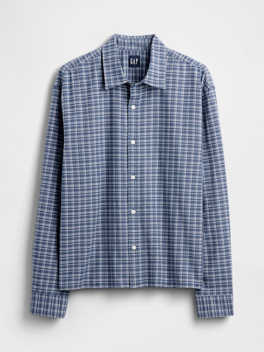 Long Sleeve Checked Shirt Blue Plaid