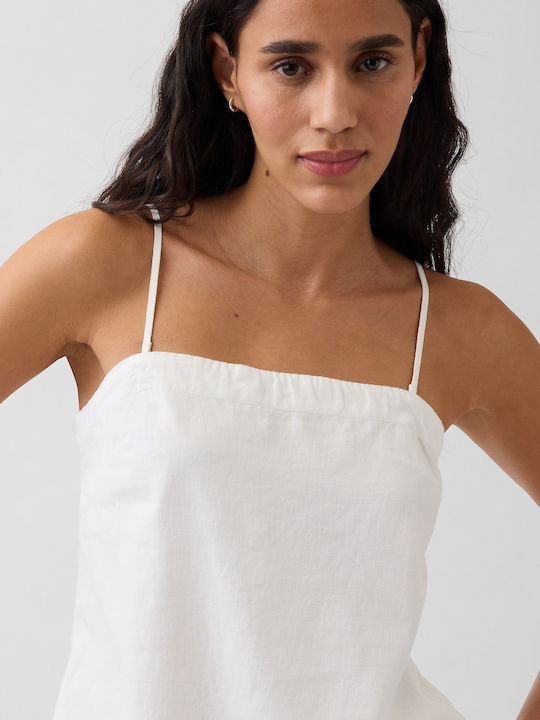 Women's Summer Linen Sleeveless Blouse New Off White
