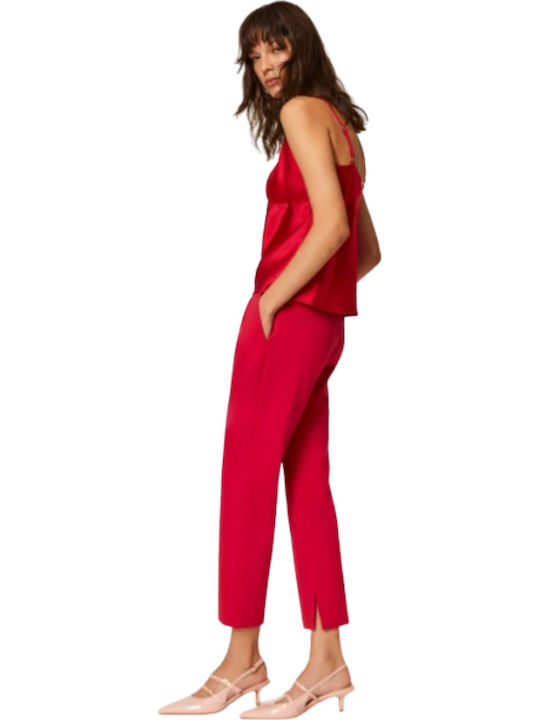 Pantaloni Dama Din Țesătură Magenta