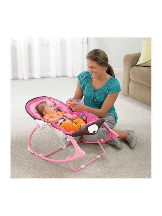 MalPlay Electric Balansoar Bebeluși Cu Muzică și Vibrație Roz Pentru Copii Până la 18kg