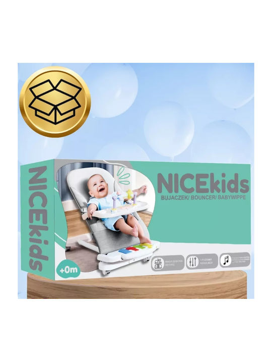 NICEkids Electric Relax Măsuță Pentru Bebeluși cu Muzică Gri pentru Copil până la 9kg