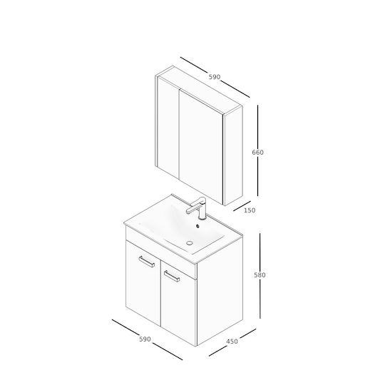Piccadilly Unitate De Mobilier Pentru Baie Fără Chiuvetă Cu Oglindă Antic
