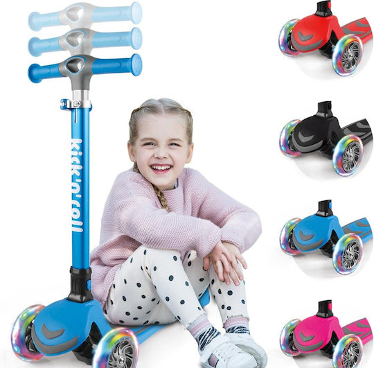 Kick’n’roll Scuter Copii Pliabil 3 Roți Cu Iluminare LED Pentru 3+ Ani Albastru