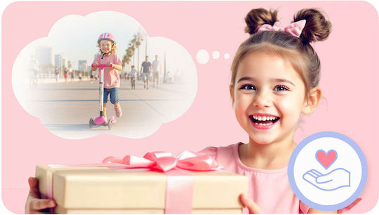 Ricokids Patinetă Copii cu 3 Roți Roz