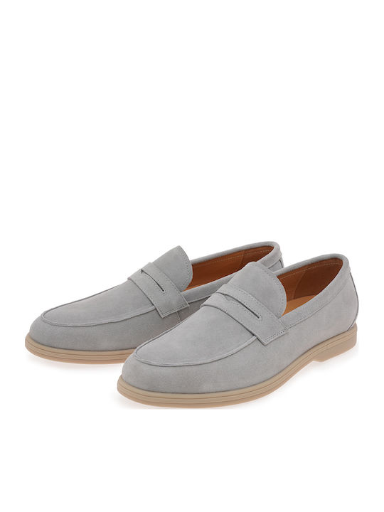Δερμάτινα Ανδρικά Loafers σε Γκρι Χρώμα