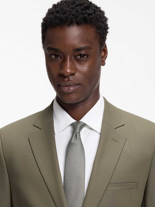 Hugo Men's Silk Tie Printed With Green Colour