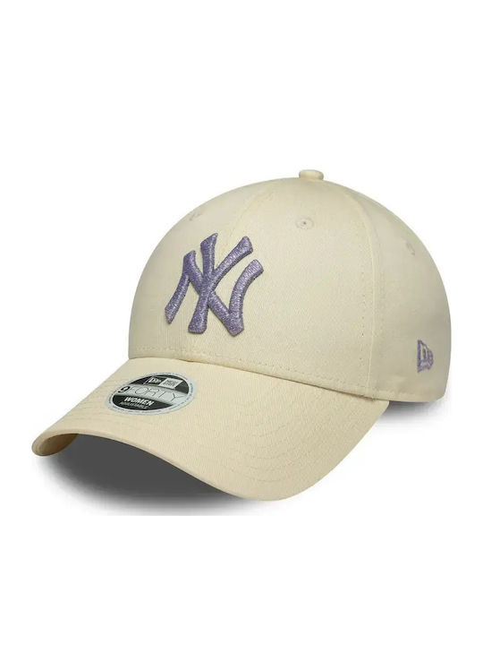 New Era New York Yankees Womens MLB Metallic Logo 9forty Cap Women's Jockey Cotton Light Beige 60771737