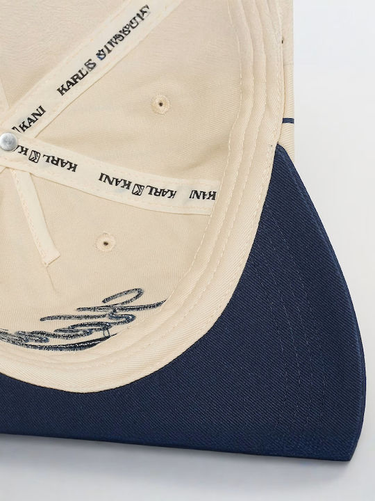 Karl Kani Cursive Varsity Pinstripe Baseball Cap Unisex Off White Dunkelblau Ka261-003-1