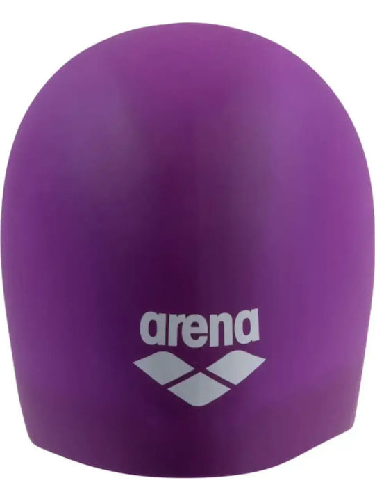 Arena Long Hair Cap Kids Silicone Swimming Cap Purple
