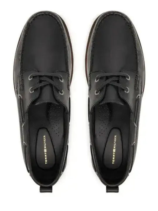 Leather Women's Boat Shoes in Black Colour