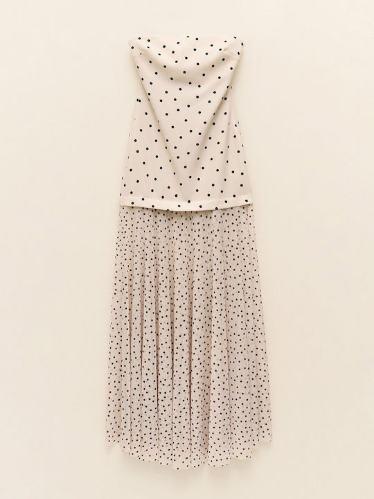 Summer Maxi Evening Strapless Ecru Dress