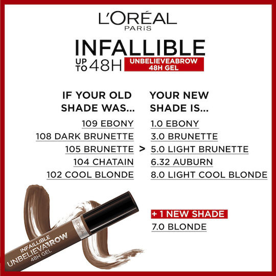 L'Oreal Paris Unbelieva Waterproof Gel For Eyebrows 104 Chestnut